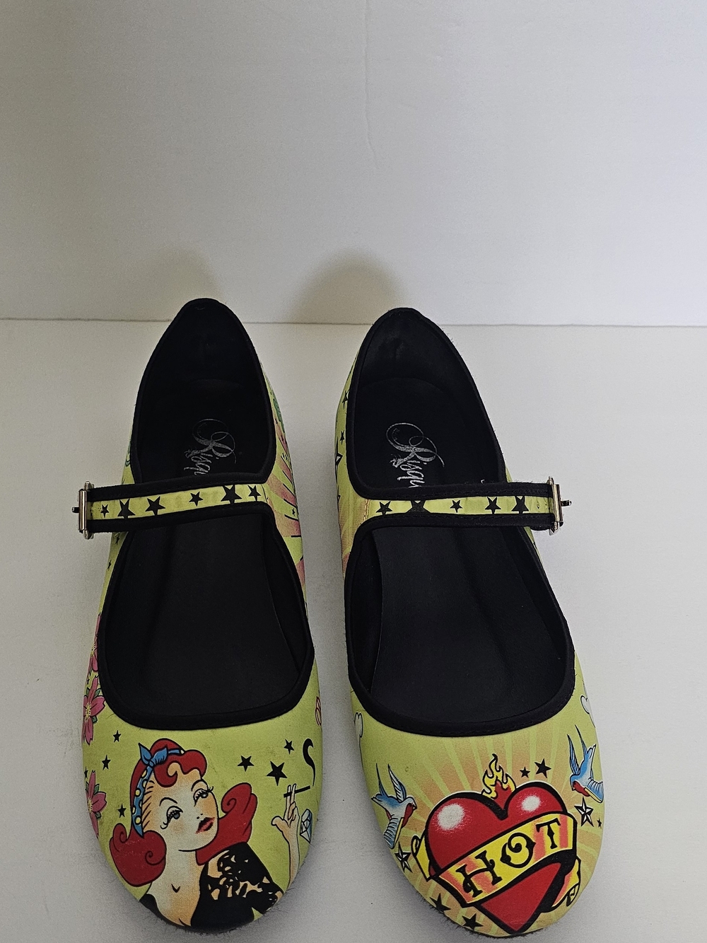 Risque Yellow Floral Tattoo-Print Mary Jane Shoes - Picture 2 of 10